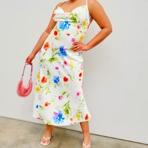 Cider Floral Tie Back Mermaid Midi Dress Curve & Plus, 0XL